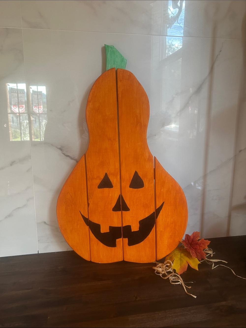 Handmade Orange Pumpkin Jack-O'-Lantern Wall Decor